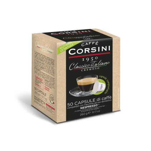 Caffè Corsini - Classico italiano Gusto Cremoso - 50 Cps compatilbili Nespresso (Compostabile)