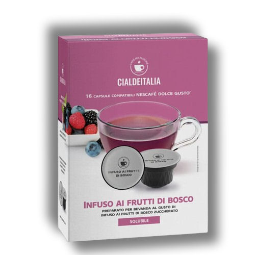 Cialdeitalia - Infuso ai Frutti di Bosco solubile - 16 Cps compatilbili Nescafè Dolce Gusto